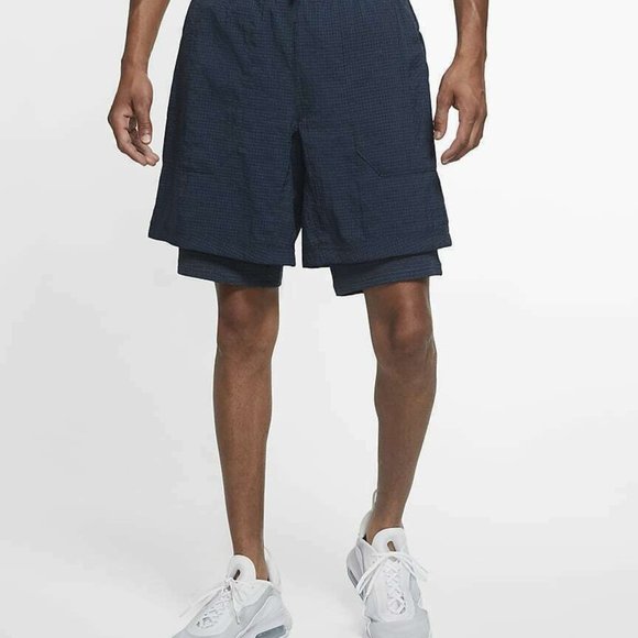 Nike NSW Sportswear Men's Air Tech Pack Woven 2 In 1 Shorts Blue CU3754-031 NEW - Picture 2 of 15